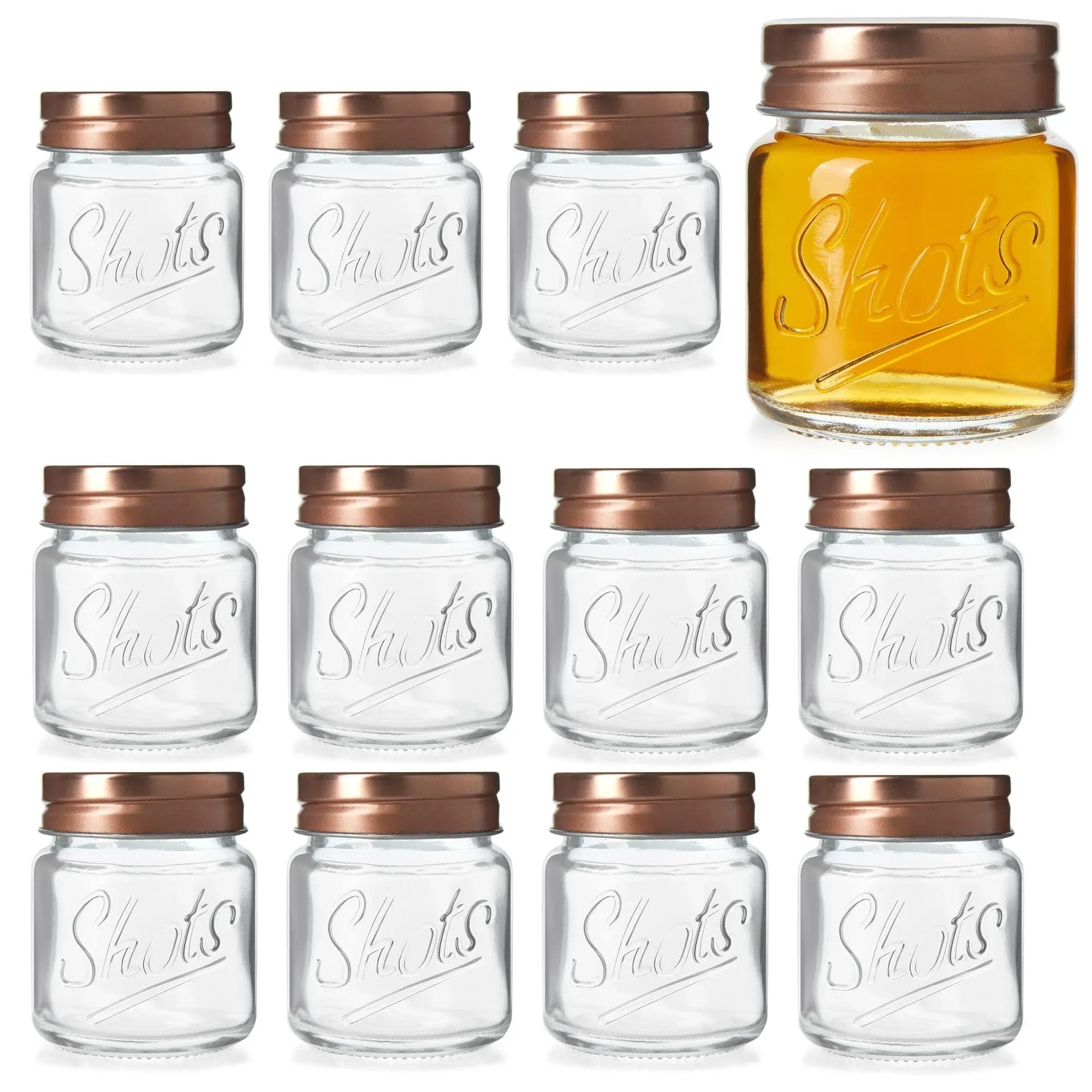 Bulk 2 Ounce Mini Mason Jars Shot Glasses with Lids (12 Pack)