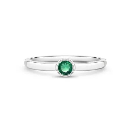 925 Sterling Silver Simulated Emerald Birthstone CZ Ring For Toddler Girl Size 2