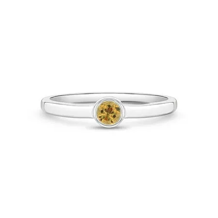 925 Sterling Silver Simulated Citrine Birthstone CZ Ring For Toddler Size 2