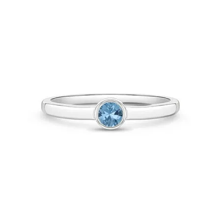 925 Sterling Silver Simulated Aquamarine Birthstone CZ Ring For Toddlers Size 2