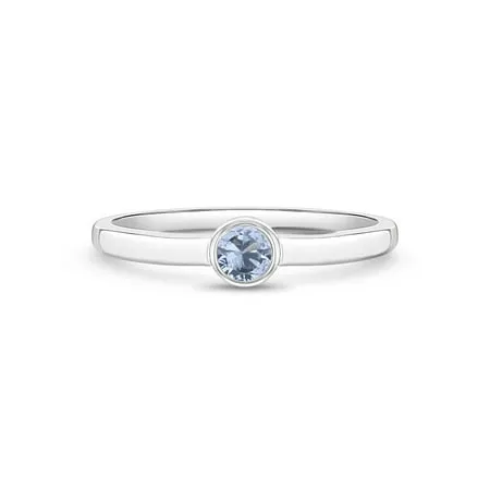 925 Sterling Silver Simulated Blue Topaz Birthstone CZ Ring For Toddlers Size 2