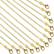 SANNIX 50 Pack Gold Plated Necklace Chains Cable Chain Necklace Bulk for Jewelry Making Supplies, 1.2mm 18 Inches