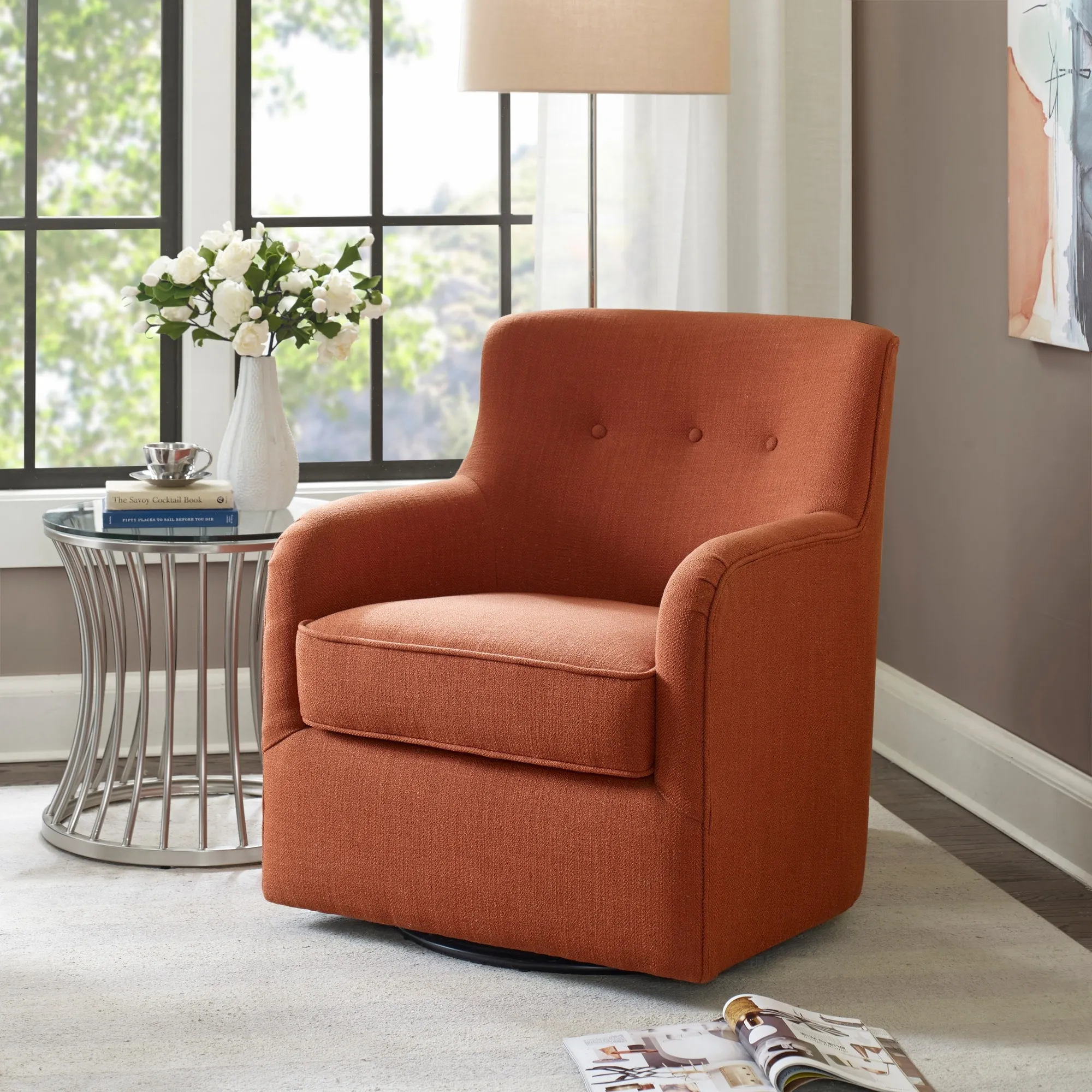 Madison Park Jayne 360-degree Swivel Arm Chair