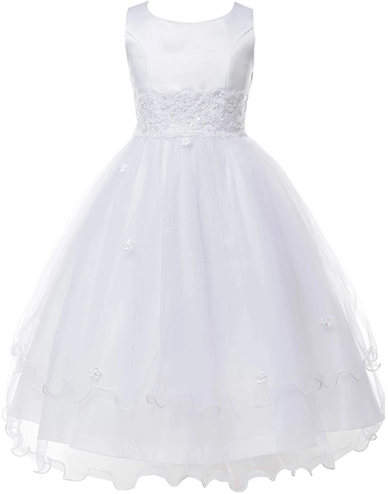 BNY Corner Flower Girl Dress First Communion Sleeveless Embroidery Tulle Dress ...