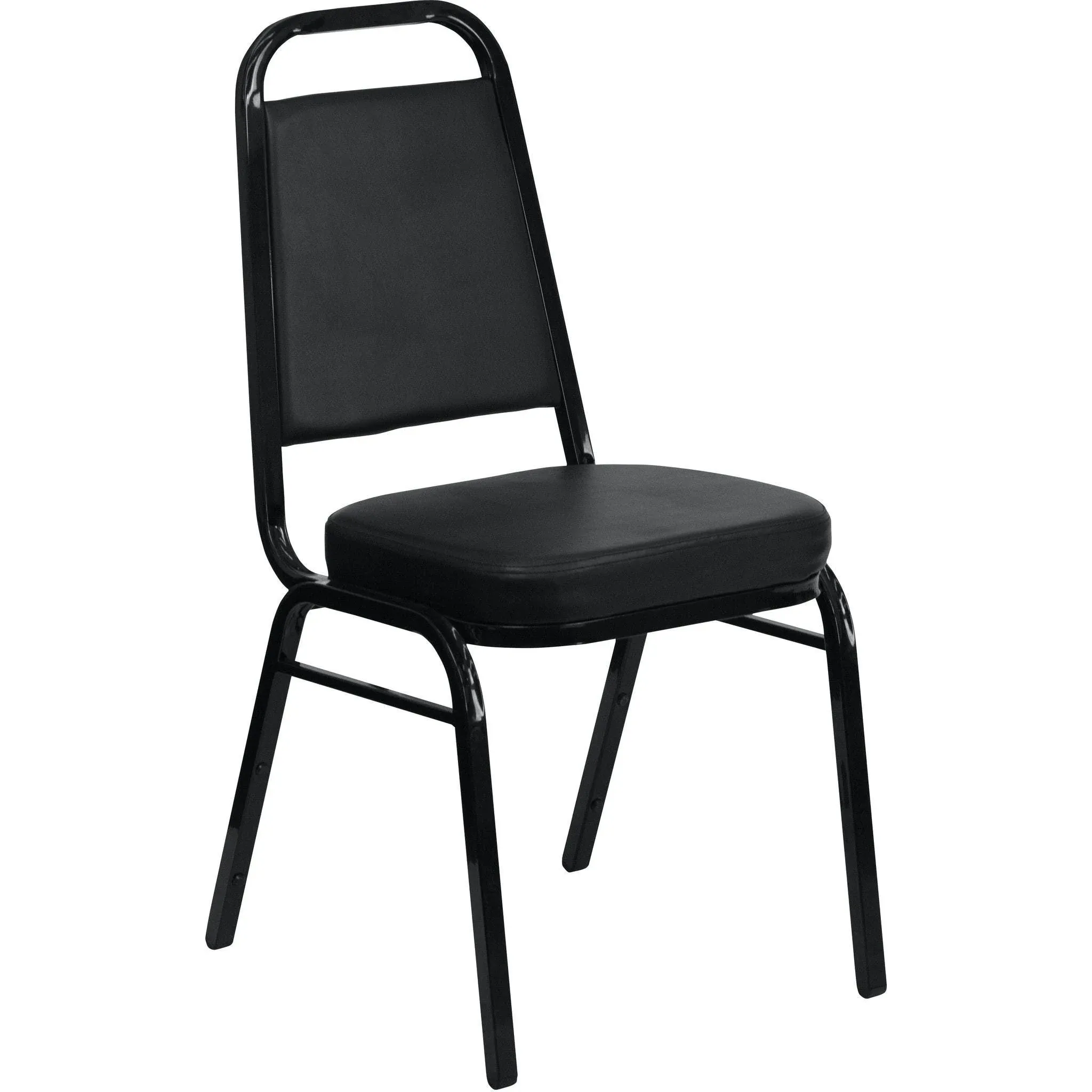 Flash Furniture Hercules Series Trapezoidal Back Stacking Banquet Chair in Black Vinyl - Black Frame