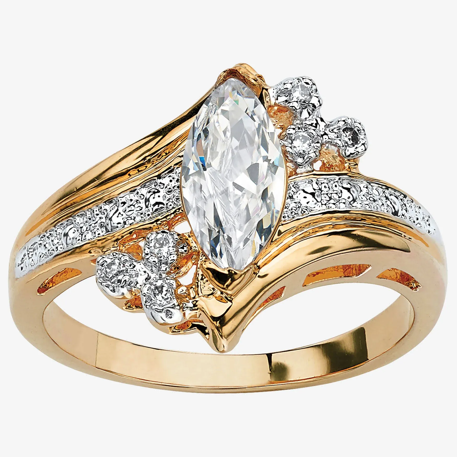 PalmBeach Jewelry 1.03 TCW Marquise-Cut Cubic Zirconia Engagement Anniversary ...