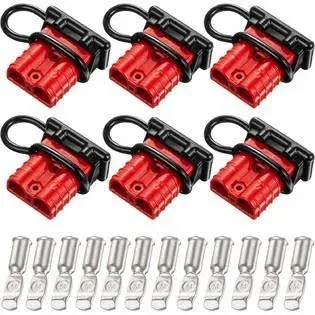 Boao 6 Sets 6-10 Gauge Battery Quick Connector 50A 12-36V Battery Quick Connect Disconnect Battery Quick Wire Harness Plug Kit Battery Quick Connector Disconnect Plug for Motor Winch Trailer (Red)