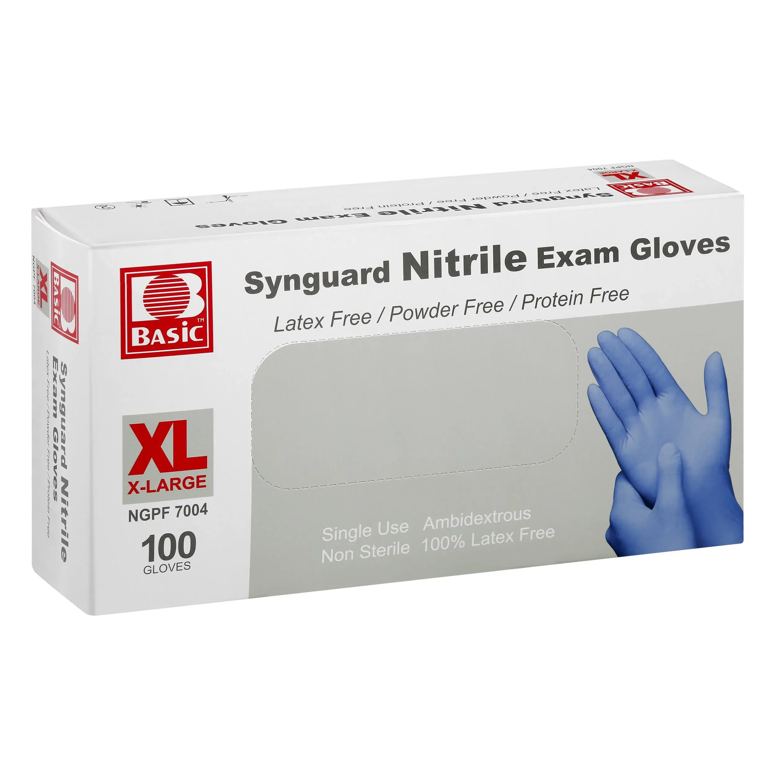 Basic Exam Gloves, Synguard Nitrile , X-Large - 100 gloves