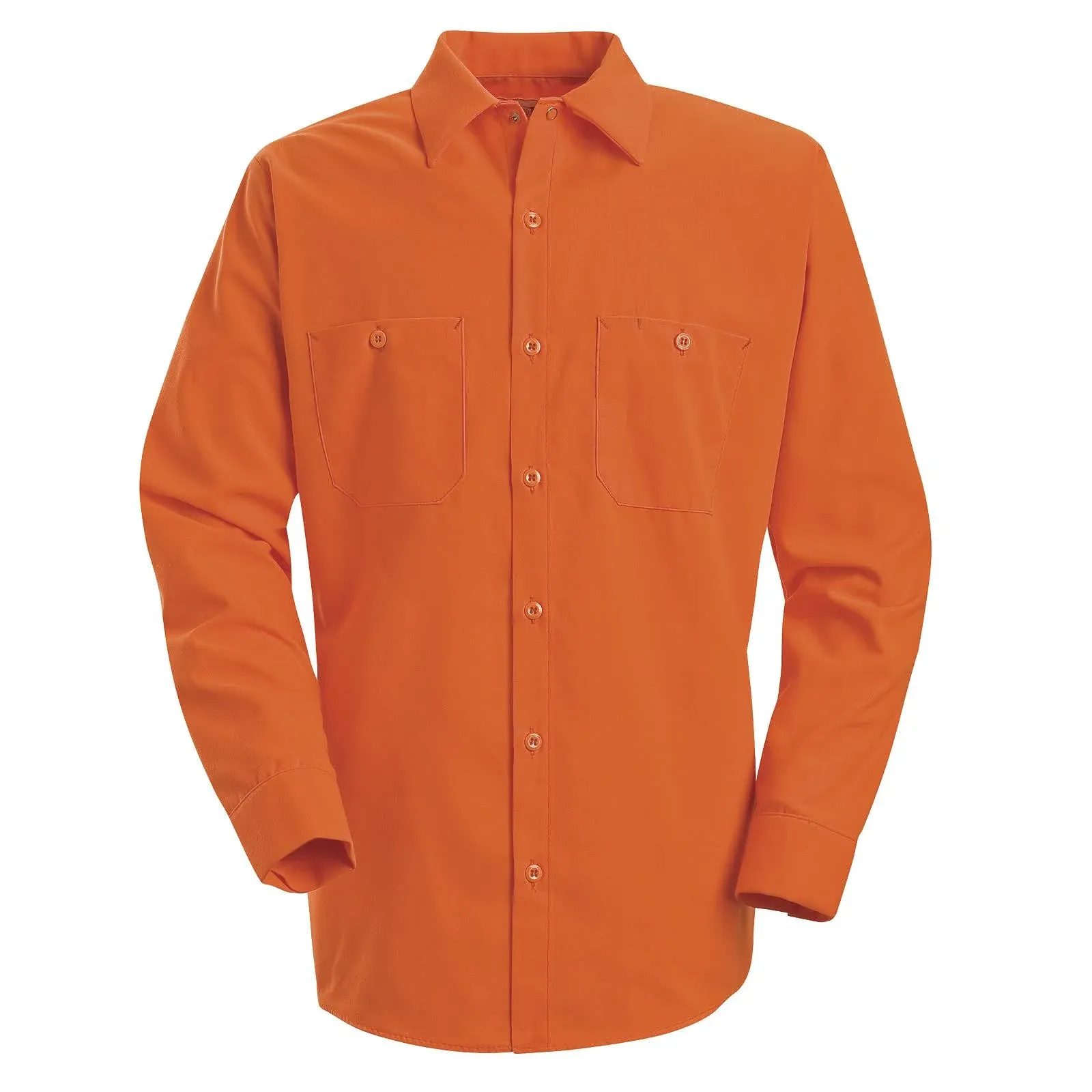 Red Kap Enhanced Visibility Long Sleeve Work Shirt, Fluorescent