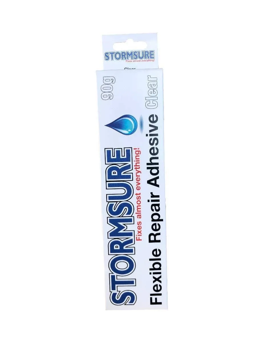 Clear Stormsure Flexible Repair Adhesive 90g tube to fix apparel, tents, inflatables, etc.