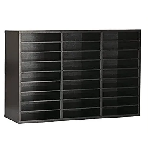 AdirOffice Wooden Literature Organizer 27 Compartments Black OF201-01-BLK