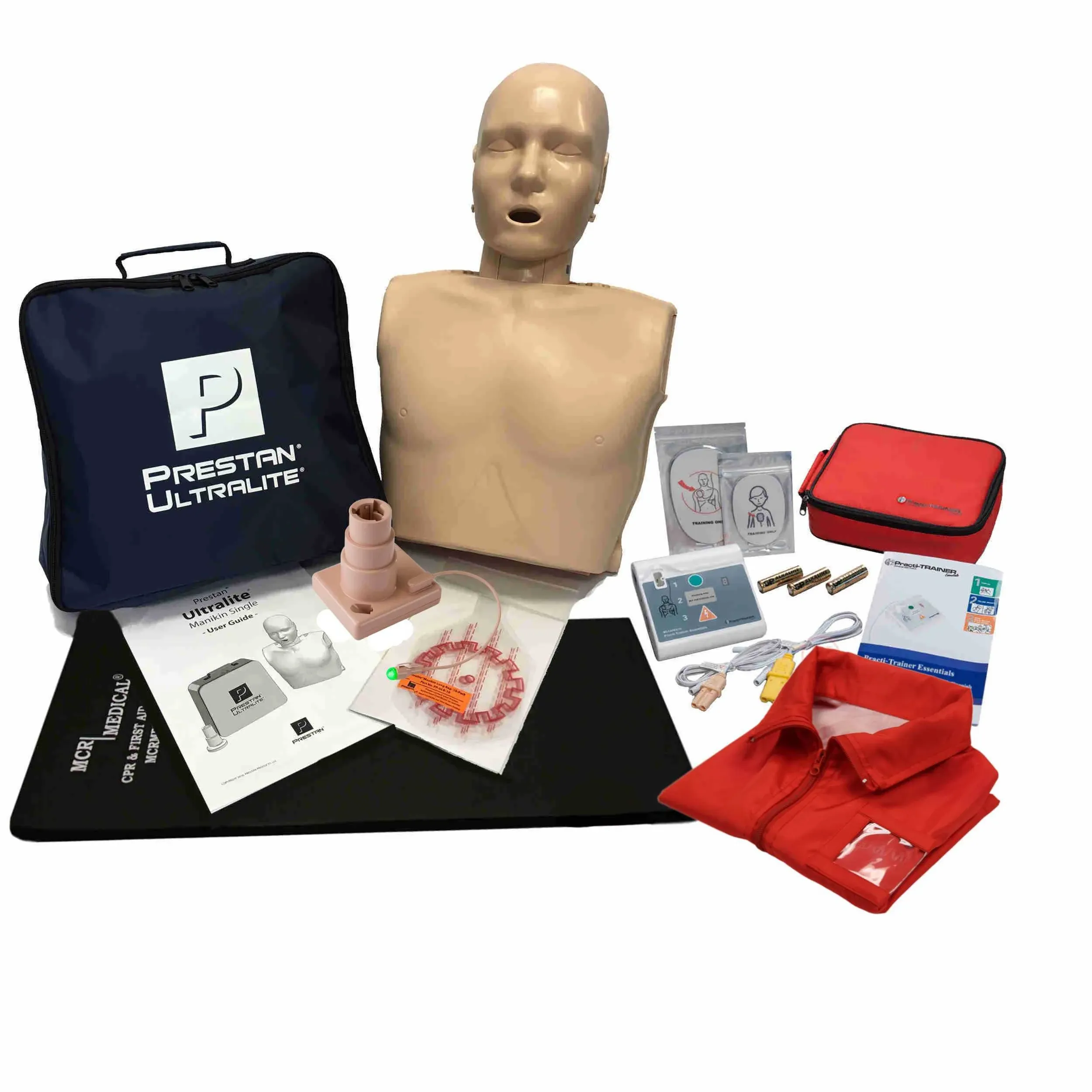 MCR Medical - CPR Training Kit w Prestan Ultralite w Feedback CPR Manikin, WNL Essentials AED Trainer, MCR Accessories