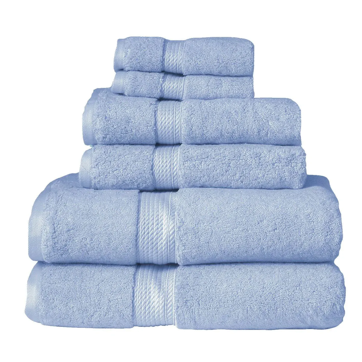 6 Piece Towel Set 100% Cotton Soft Absorbent Turkish Towels for Bathroom 2 Ba...