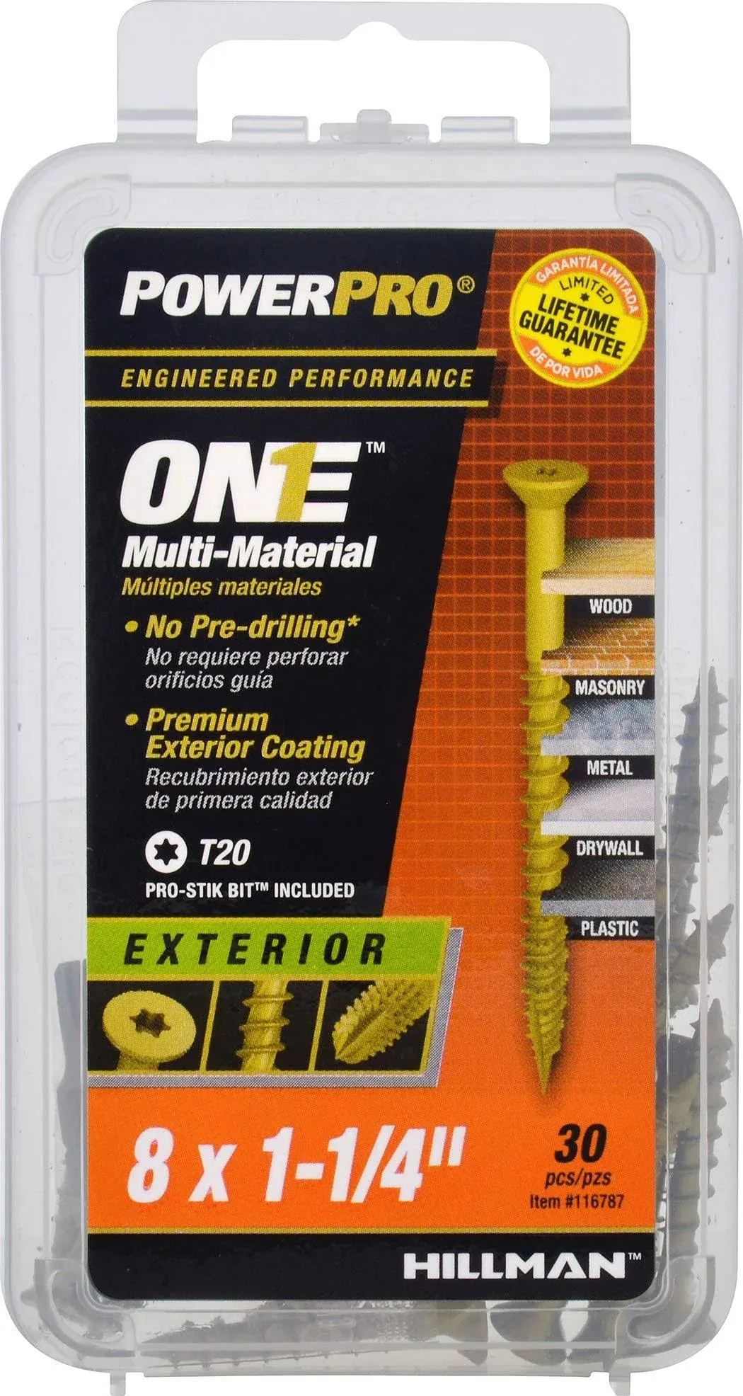 Hillman Power Pro One No. 8 x 1-1/4 in. Star Flat Head Multi-Material Screw