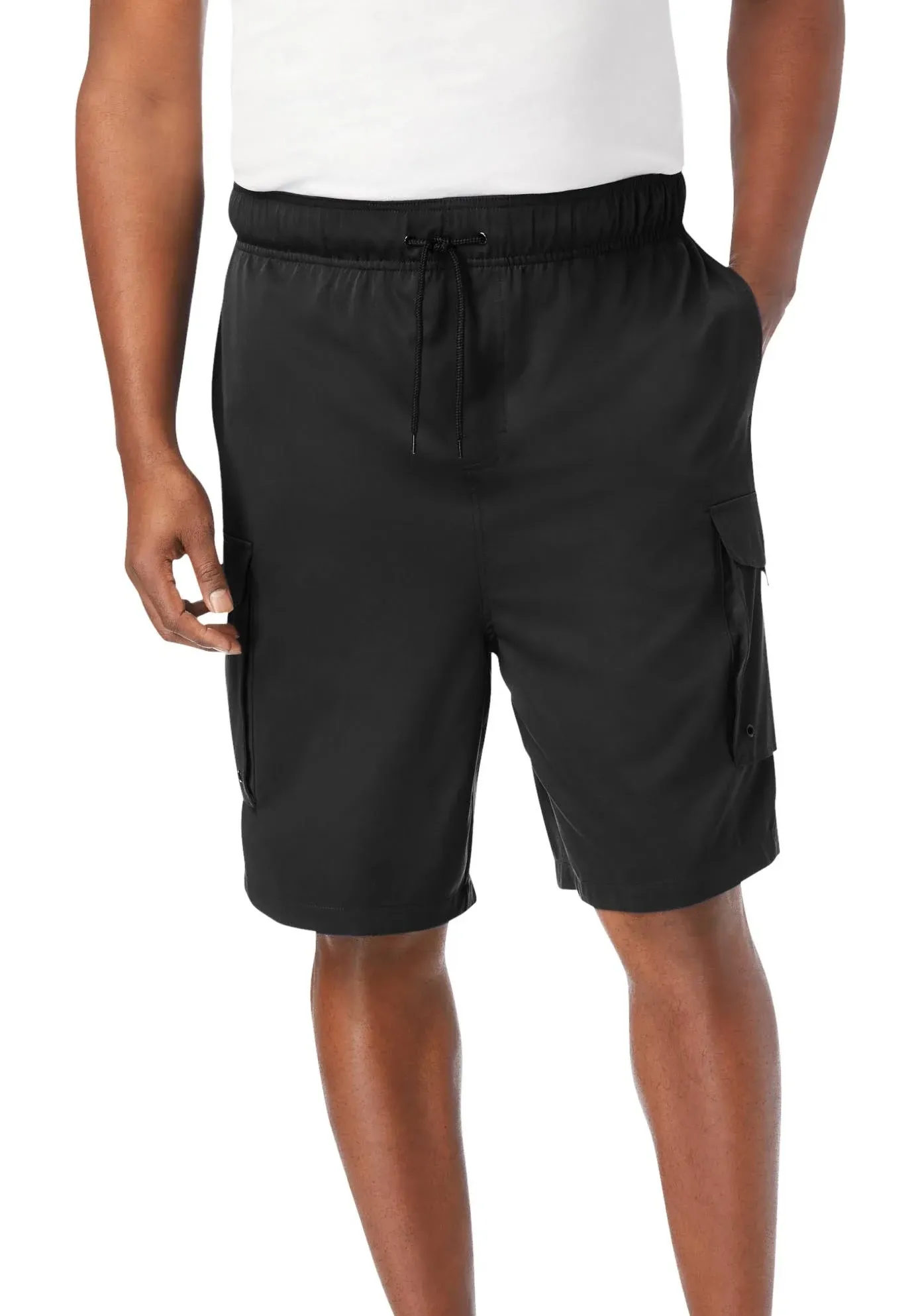 KS Island by KingSize Men's Big & Tall 8" Flex Cargo Swim Trunks - Tall - XL, Black