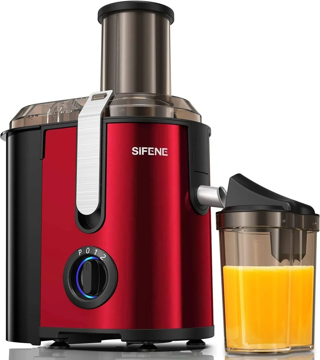 SiFENE Centrifugal Juicer Machine, Powerful Motor, 3.2&quot; Big Mouth for Whole Fruits and Vegetables, Red