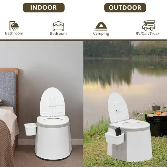 VINGLI Portable Toilet, Commode Camping RV Toilet for Adult, Kids, Boat, Van