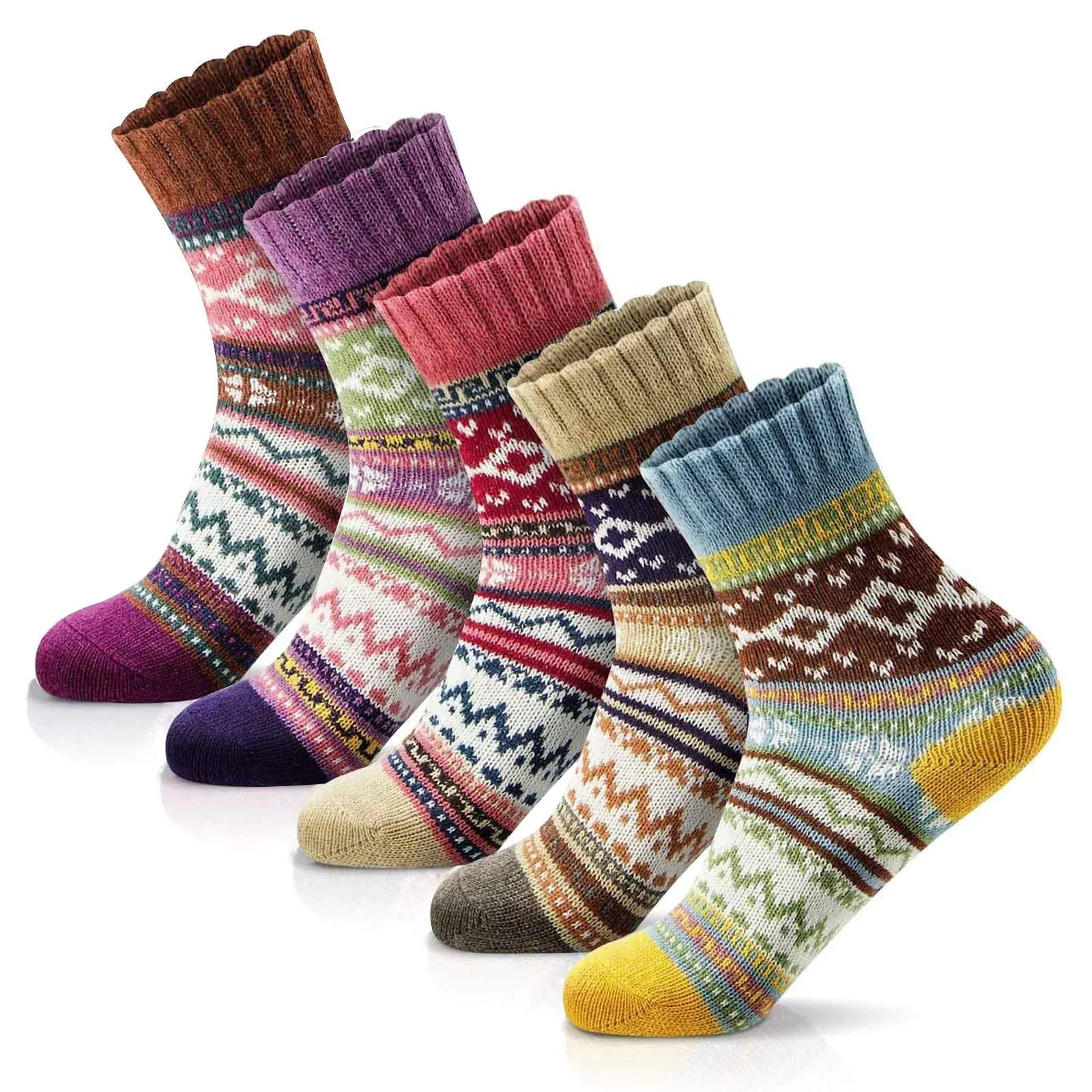 Womens Socks Winter Wool Socks Cozy Knit Warm Winter Socks for mountain climbing, Skiing and Christmas Gifts