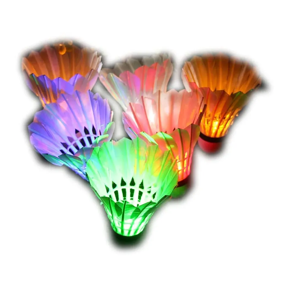 LED Shuttlecock Badminton, [6 Pack] 6 Color Shuttlecock Dark Night Goose Feather Glow Birdies Lighting for Outdoor Indoor Sport Activities