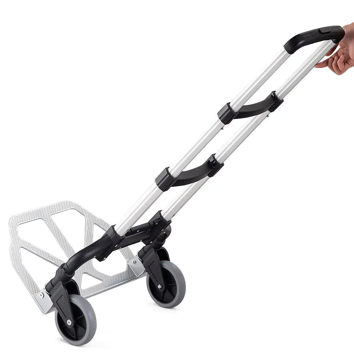 Folding Hand Truck and Personal Dolly, Aluminum Luggage Cart, 165 Lb Capacity wi