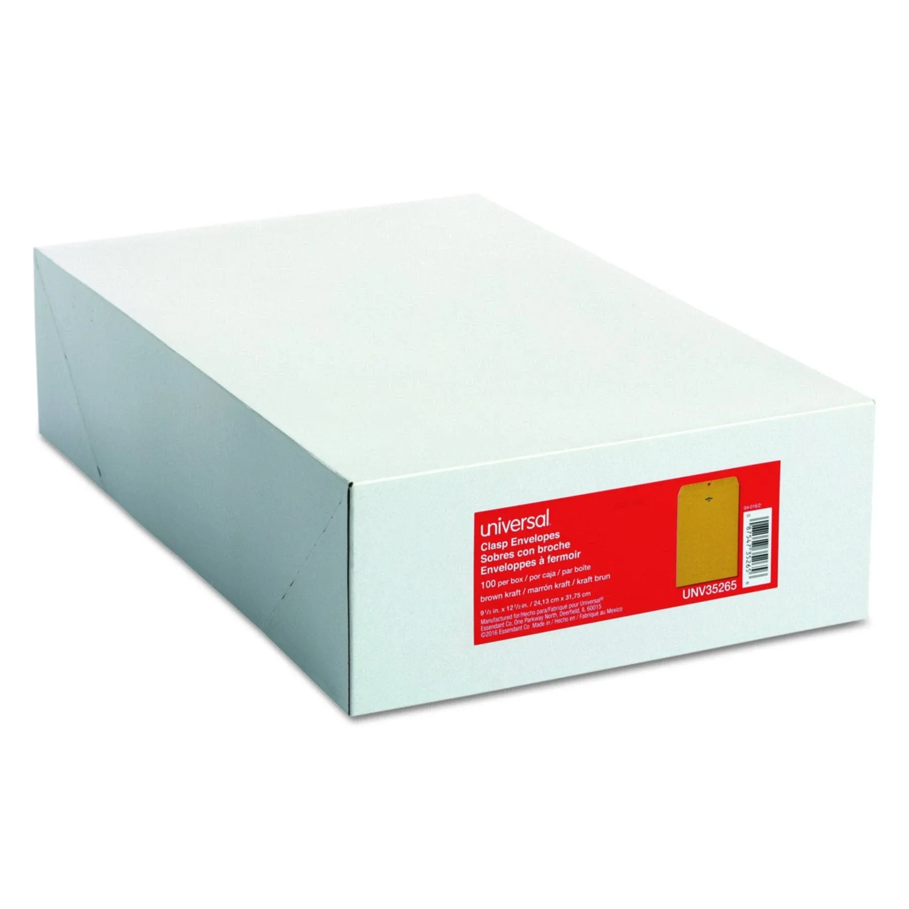 Universal Kraft Clasp Envelope, Center Seam, 28lb, 10 x 15, Brown Kraft, 100/Box