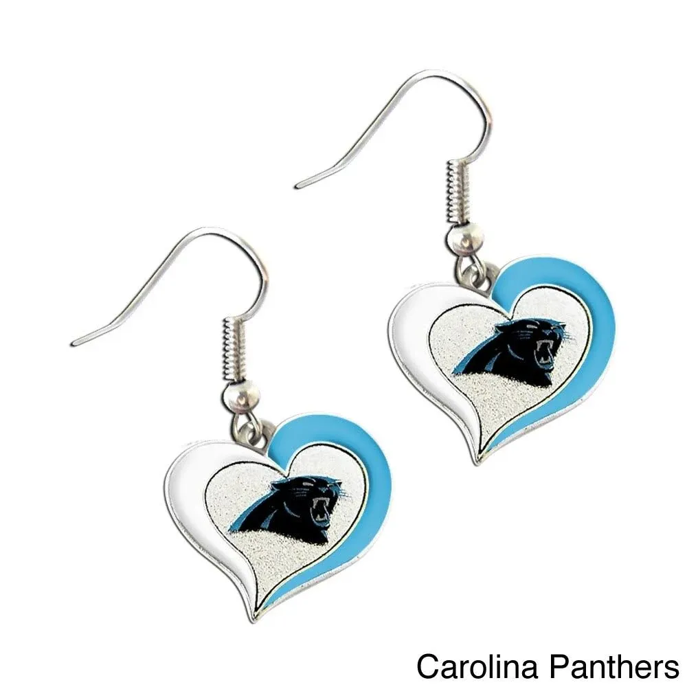 New Carolina Panthers Heart Shape Fish Hook Earrings, Gift for Her Mom, NFL