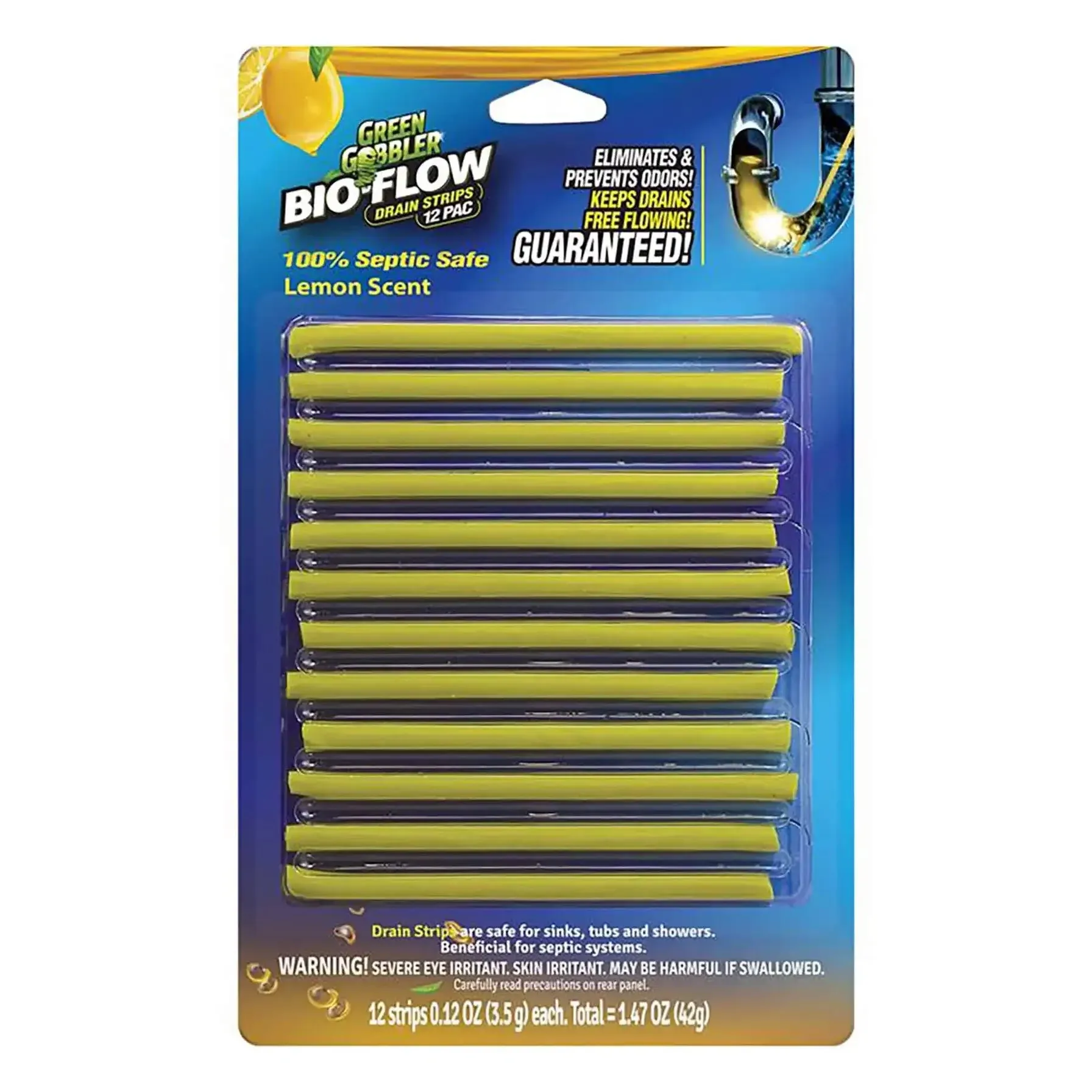 Green Gobbler Drain Strip Bioflow Lemon (12 Pack)