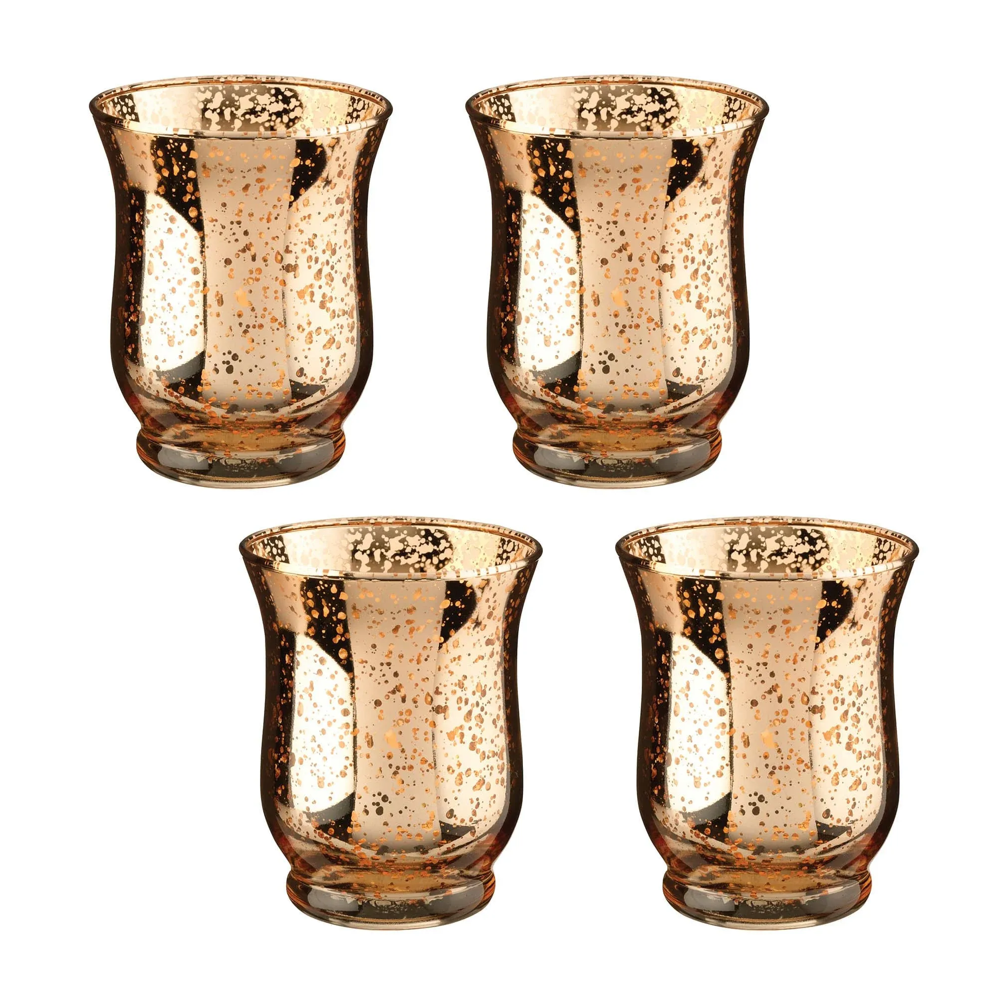 Lillian Rose Gold Mercury Tulip Shaped Glass Votive or Tea light Holders in Set of 4, 3x3x3.65