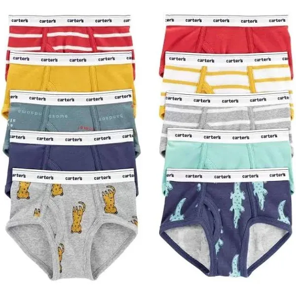 Carter's 10-Pack Cotton Briefs Underwear 10-12 Multi