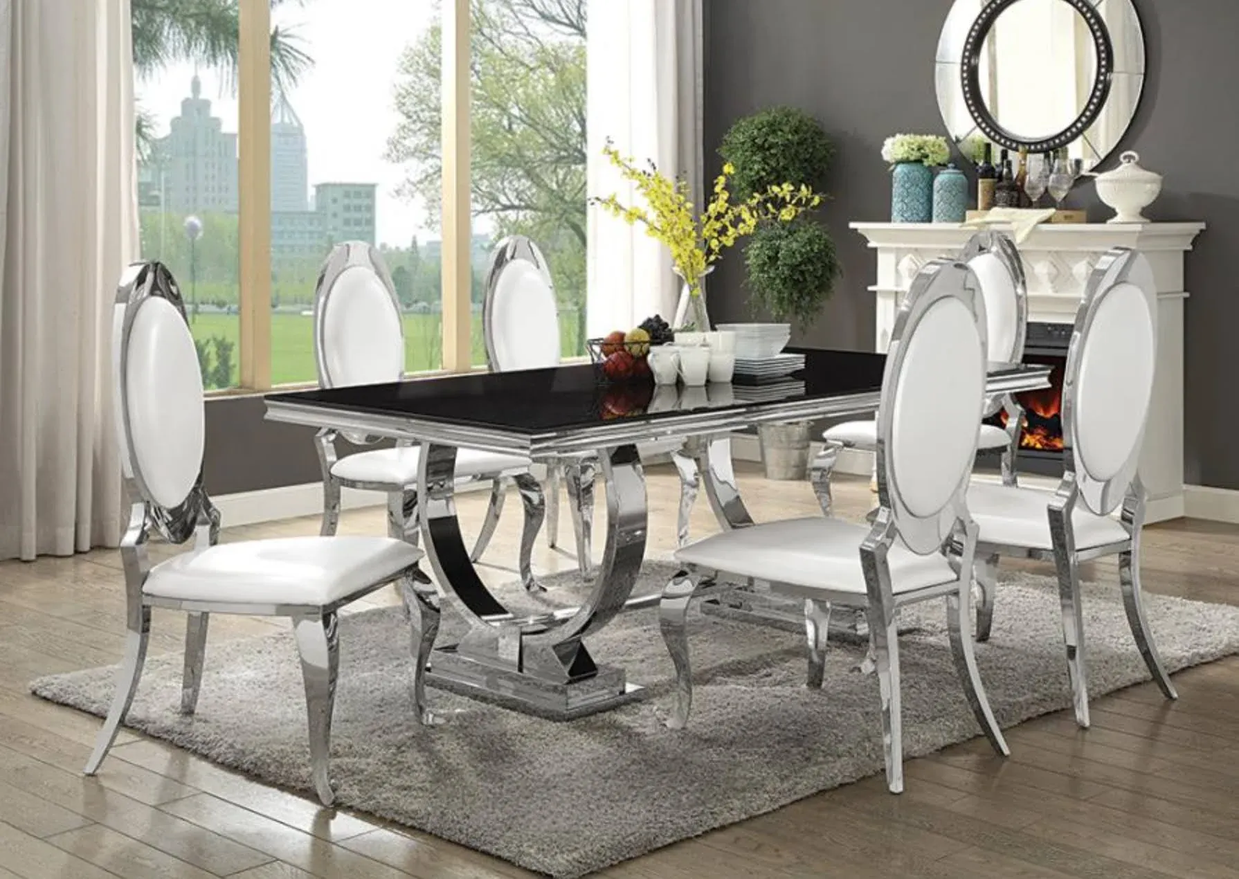 Antoine 5-Piece Rectangular Dining Set Chrome