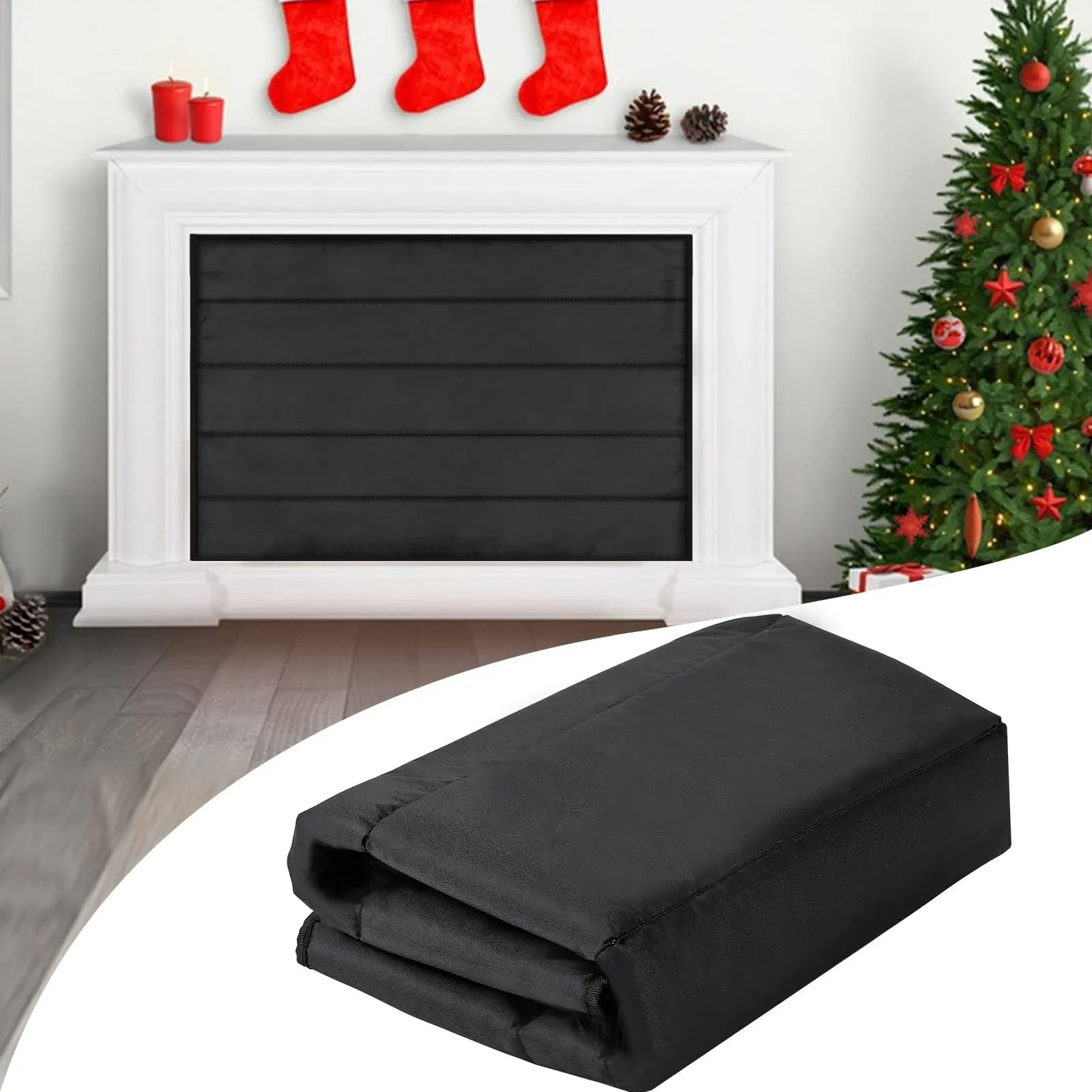 Magnetic Fireplace Blanket for Heat Loss Indoor Fireplace Covers Keep Drafts Out Stops Heat Loss Fireplace Draft Stopper with Built-in 12 Strong Magnet for Iron Fireplace Frame Fireplace Screen 33x29