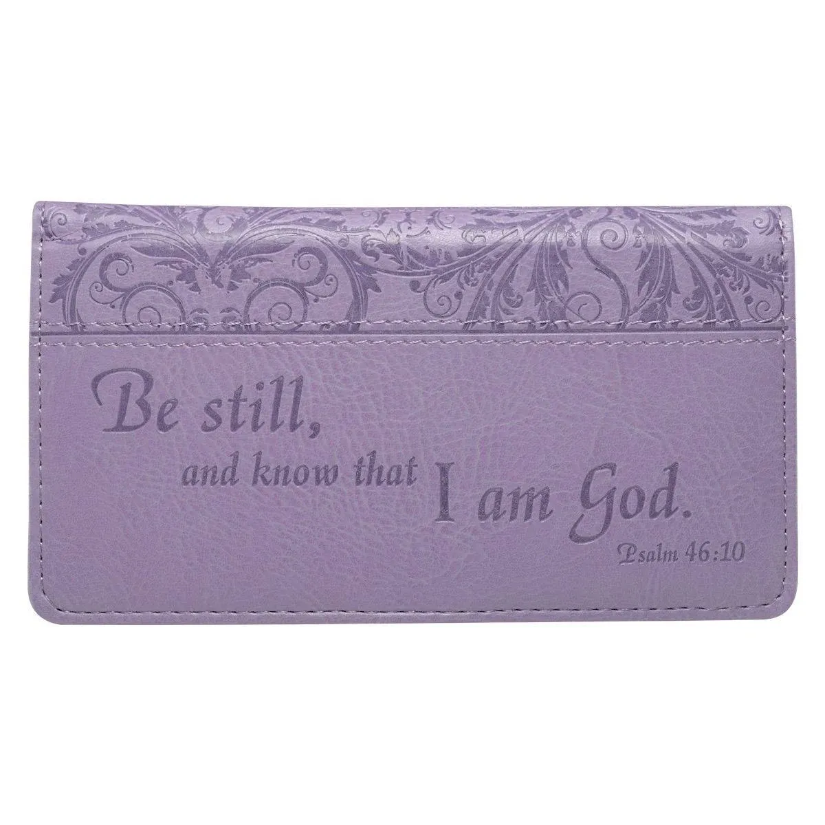 Checkbook Cover Be Still and Know That I Am God Purple Luxleather BRAND NEW