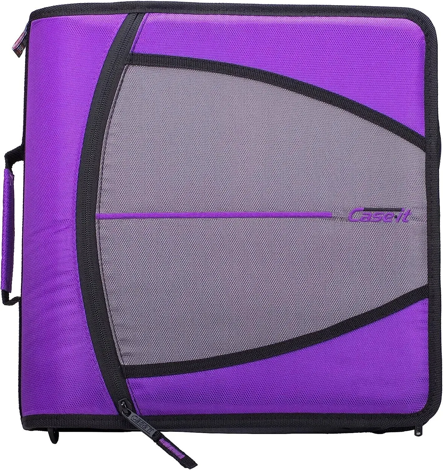 Case It Large Capacity Zipper Binder, 3 Rings, 3" Capacity, 11 x 8.5, Purple