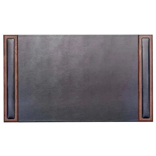 Walnut & Leather 34" x 20" Side-Rail Desk Pad