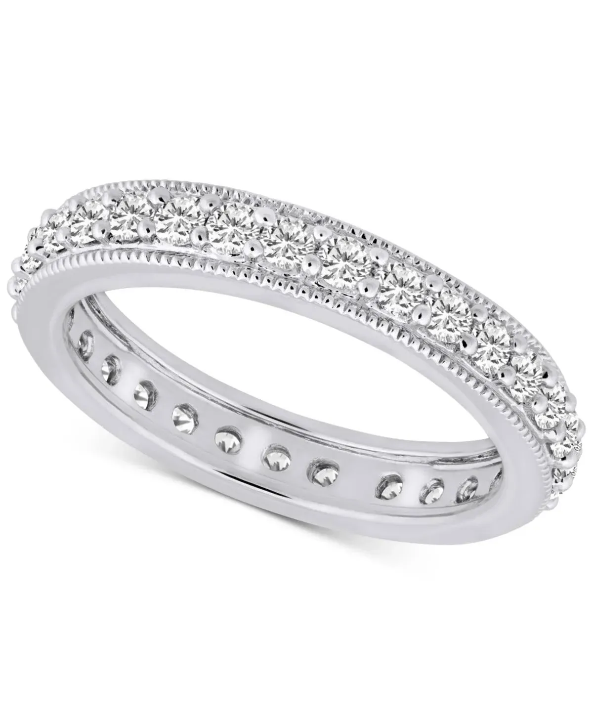 Diamond Beaded Edge Eternity Band (7/8 ct. t.w.) in 14k Gold - White Gold