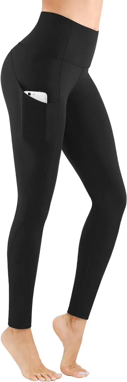 NELEUS Womens Tummy Control High Waist Capri Yoga Leggings with Pocket,Black+Red,US Size XL