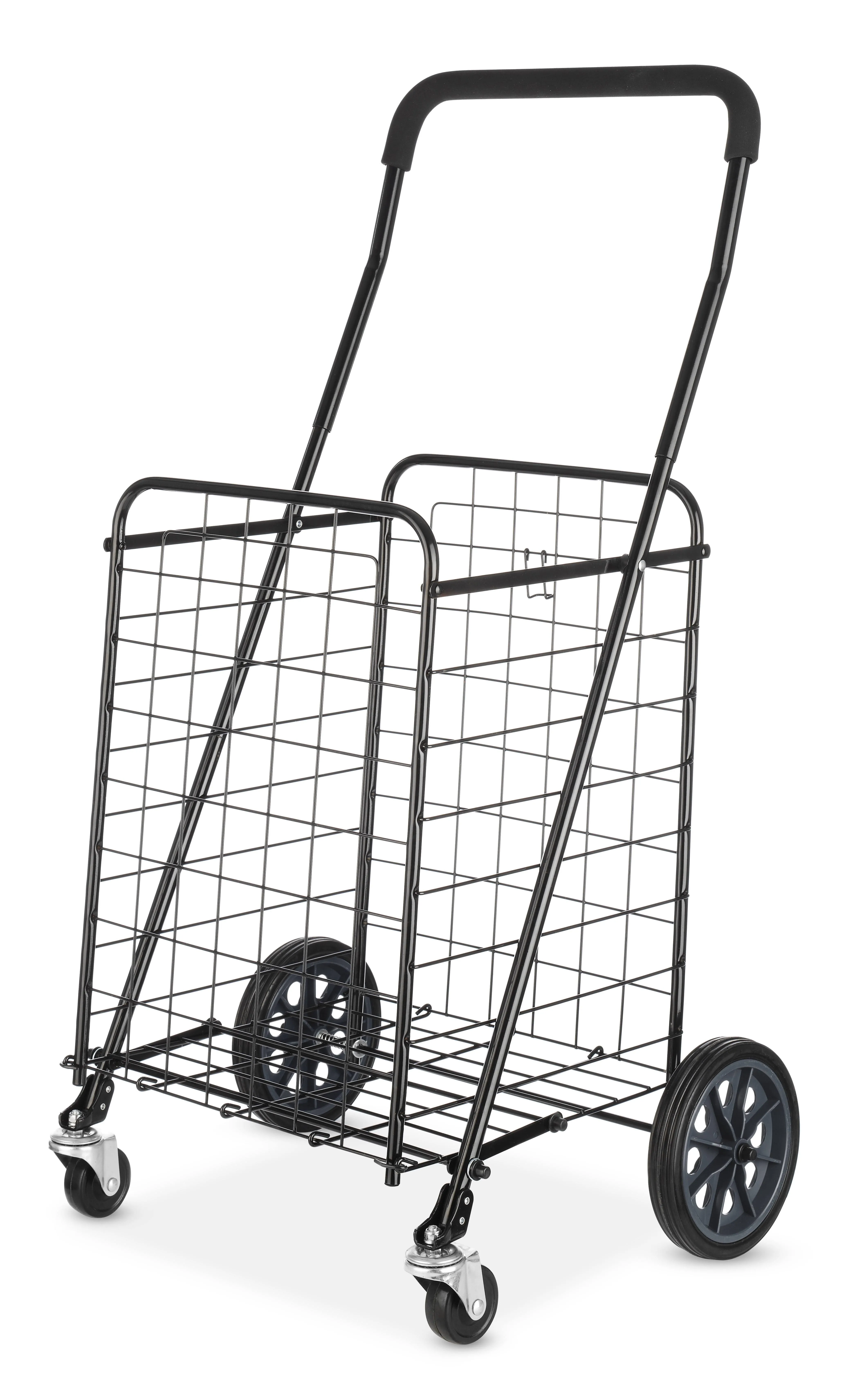 MaxWorks 50545 Heavy-Duty Folding Shopping Cart for Groceries, 90 lbs Capacity, 360° Swivel Wheels, Collapsible Utility Cart for Laundry, Condo, Travel, and Transport