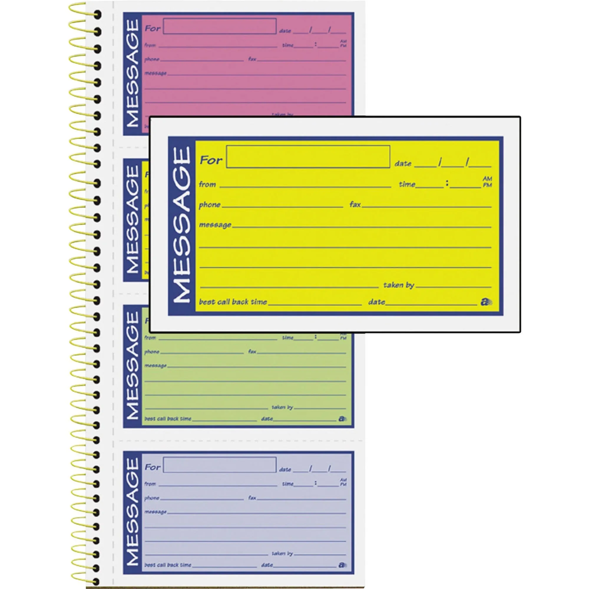 Adams Wirebound Telephone Message Book Two-Part Carbonless 200 Forms