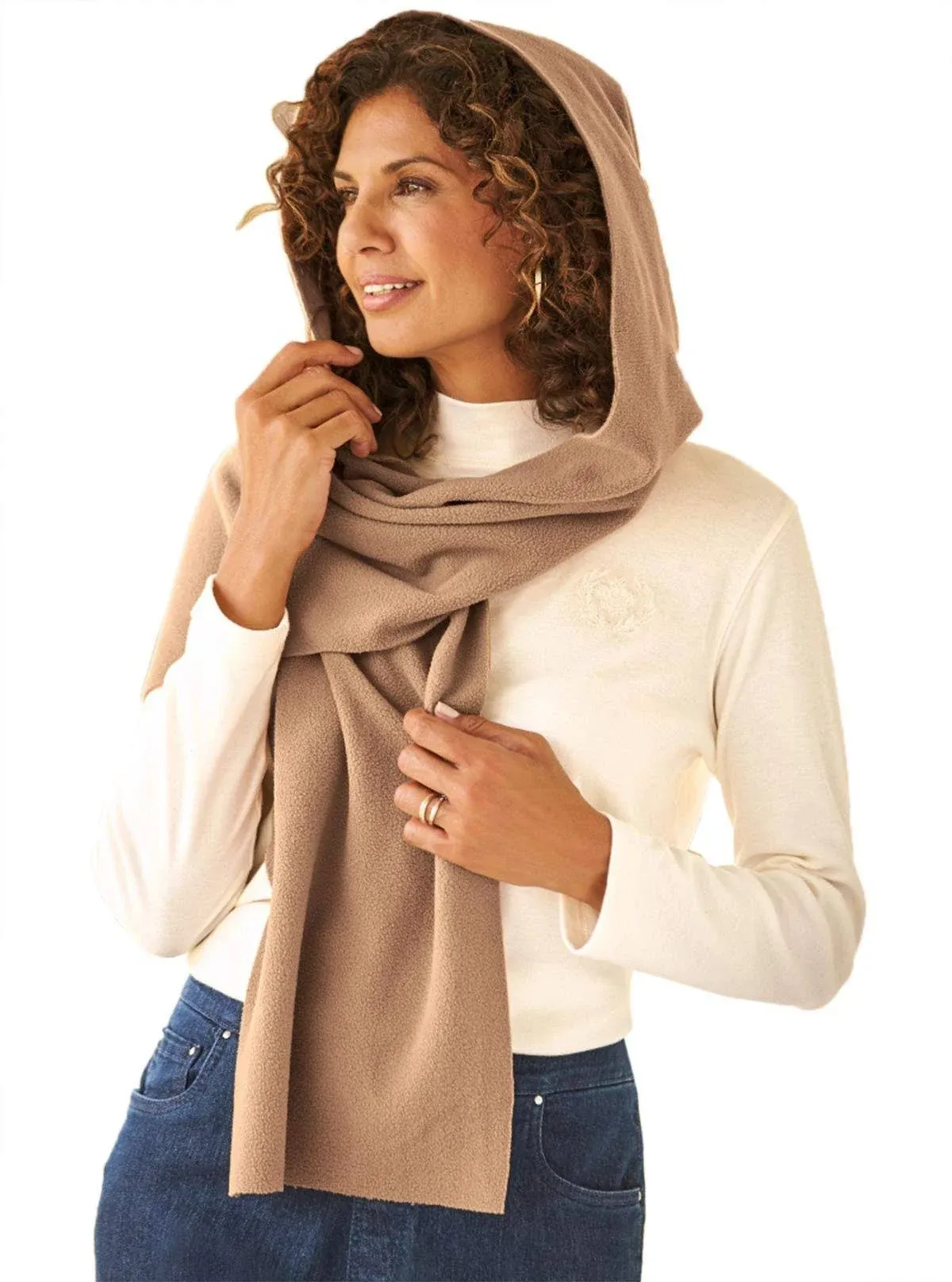 Le Moda Fleece Womens Hooded Wraparound Scarf