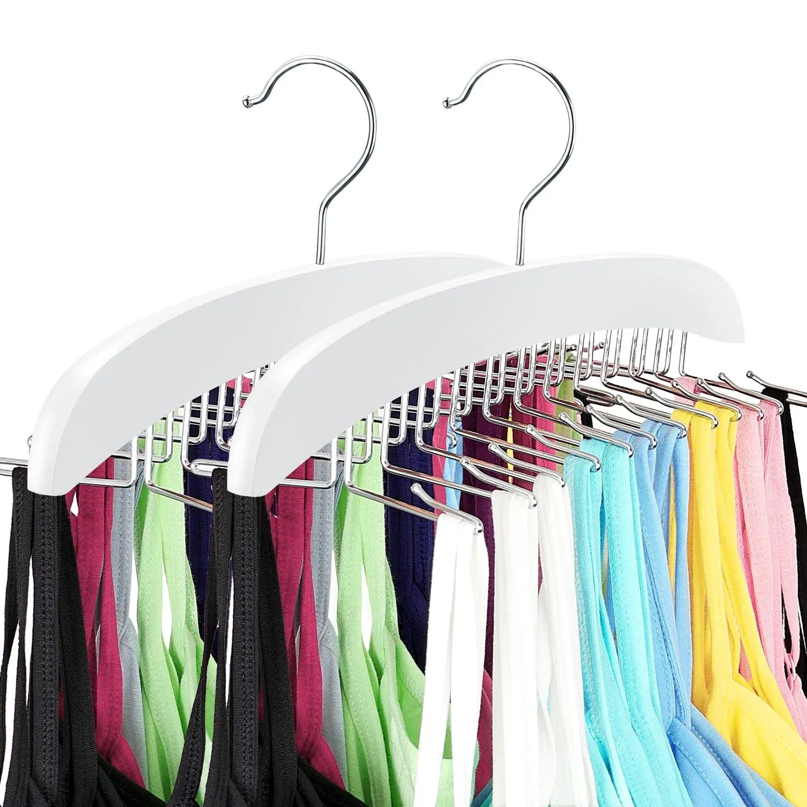 Tank Top Hanger with Premium Wood, 24 Large Capacity, Space Saving,360 Degree Rotating, Foldable Metal Hooks, Tank Tops