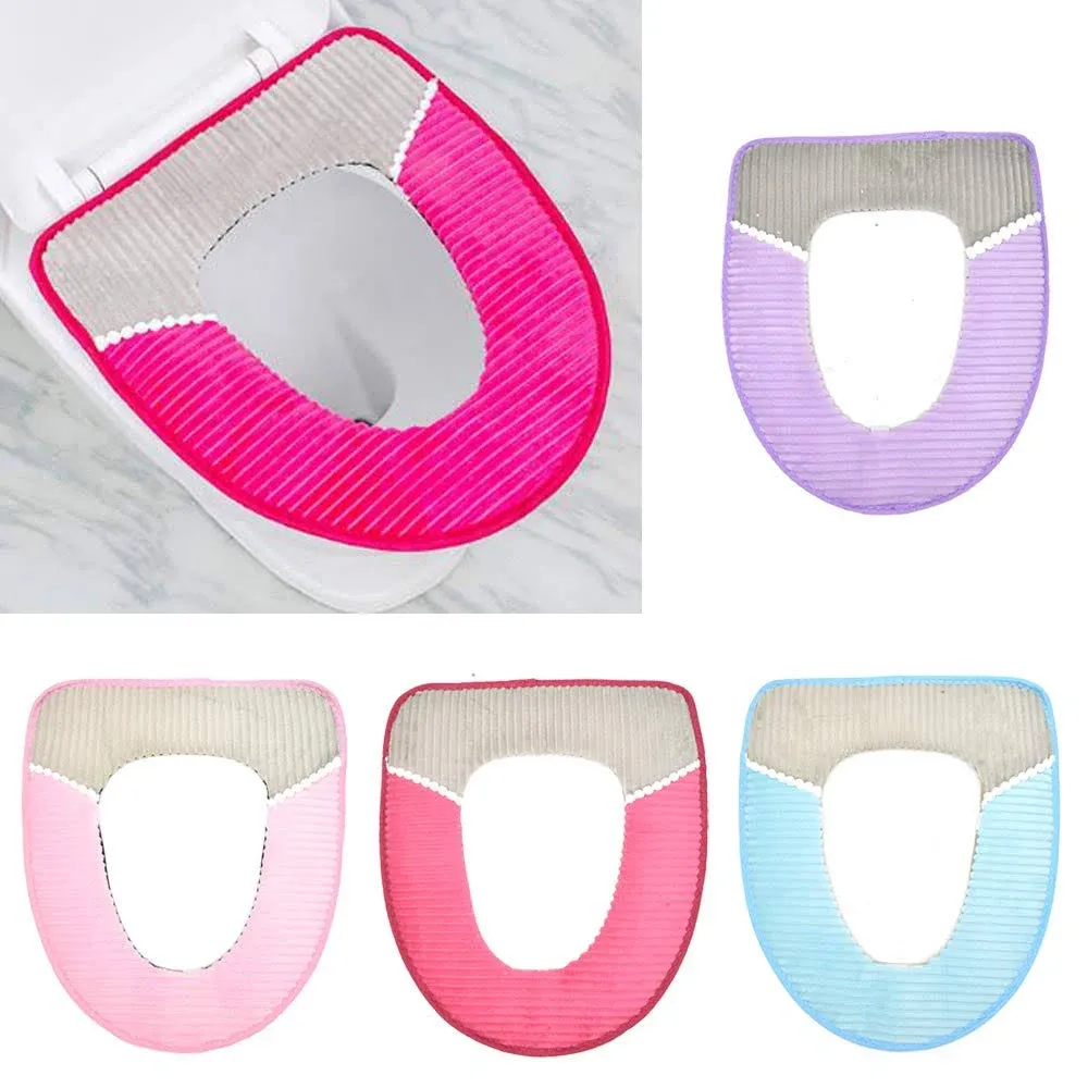 Renashed 4 Pcs Toilet Seat Cover Pad Thicker Washable Toilet Seat Cushion Mat Winter