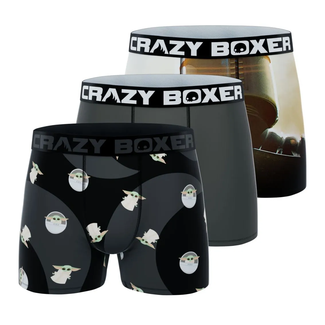 CRAZYBOXER The Mandalorian Baby Yoda, Men's Boxer Briefs, 3-Pack