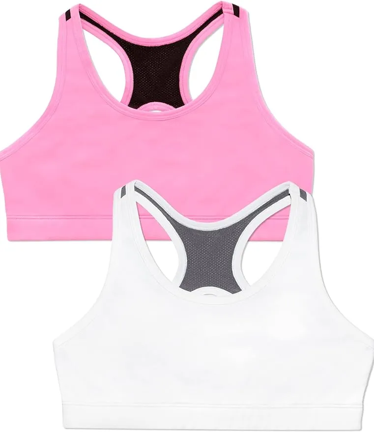 Fruit of the Loom Girls' Stay Dry Racerback Sports Bra