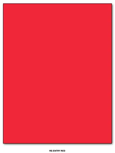 Re-Entry Red Bright Color Cardstock, 65lb Cover (176GSM), 8.5 x 11, 50 Sheets