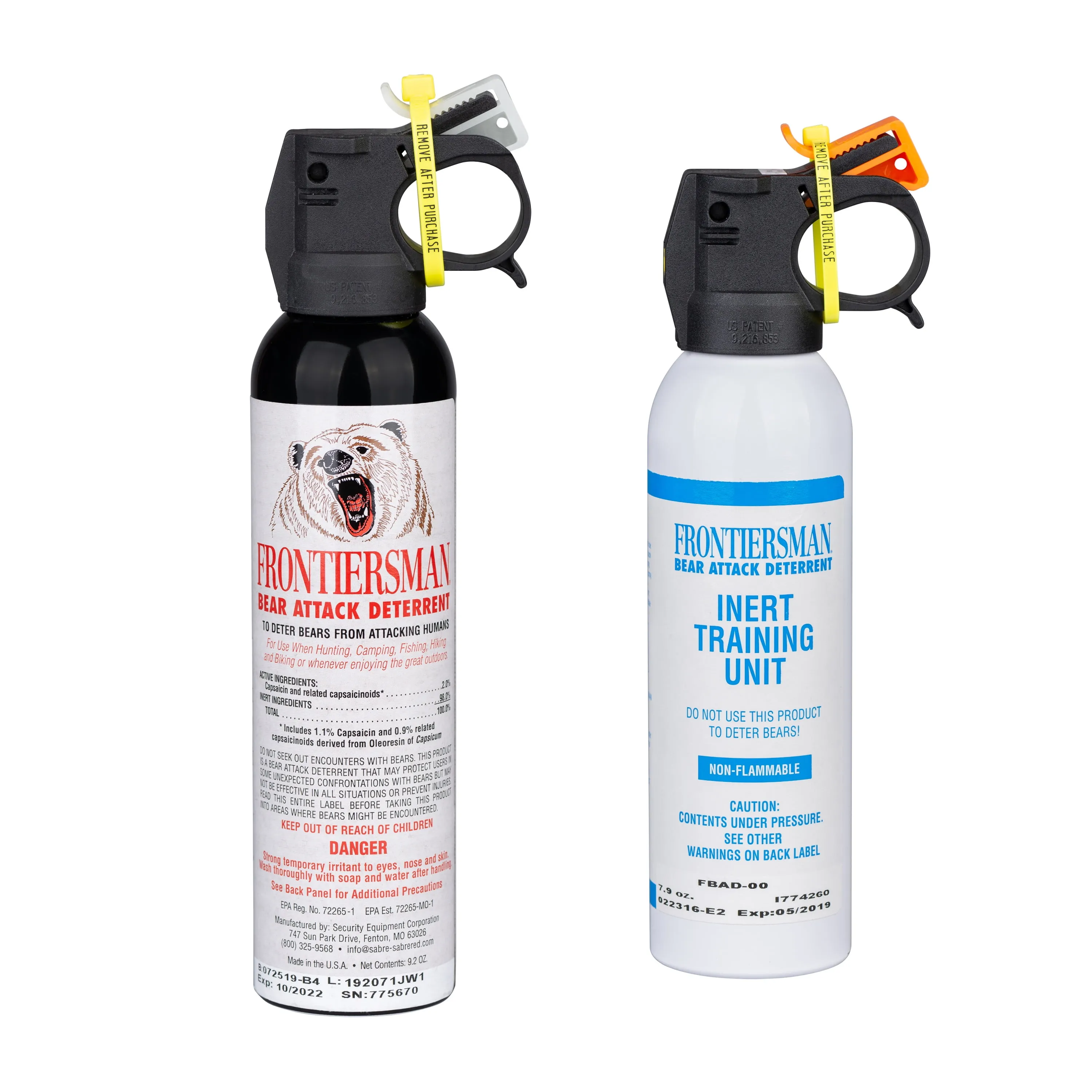 SABRE Frontiersman 9.2 fl oz. Bear Spray, Maximum Strength 2.0% Major Capsaicinoids, Powerful 35 ft. Range Bear Deterrent, Outdoor Camping & Hiking Protection, Quick Draw Holster & Multipack Options