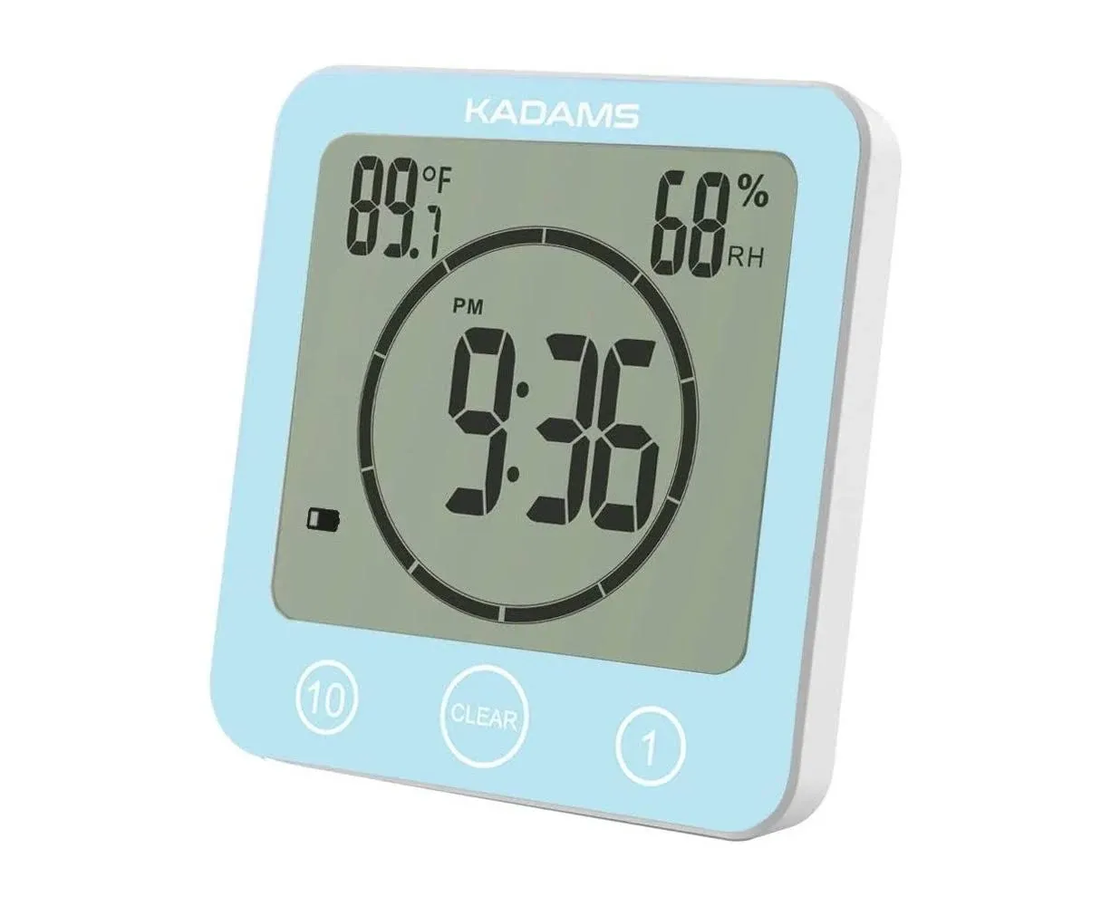 KADAMS Digital Bathroom Shower Kitchen Wall Clock Timer with Alarm, Waterproo...