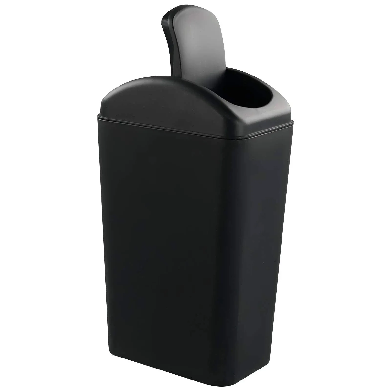 3.5 Gallon Plastic Trash Can, Swing Top Garbage Can, Black, 1 Pack