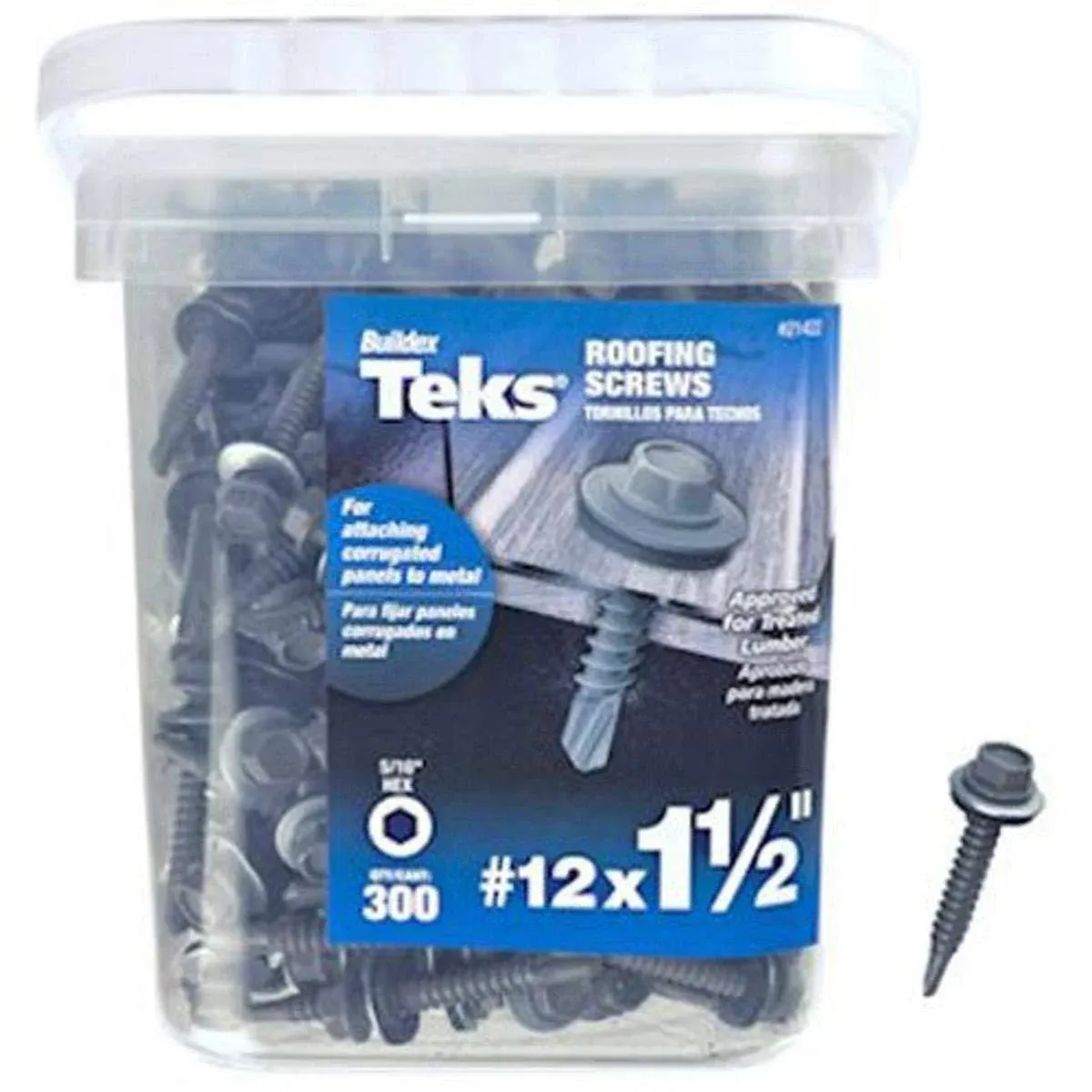 Teks® 21422 Metal Hex-Head Roofing Screws, #12 x 1-1/2", 300-Count - Contemporary - Nails Screws And Fasteners - by Toolbox Supply | Houzz