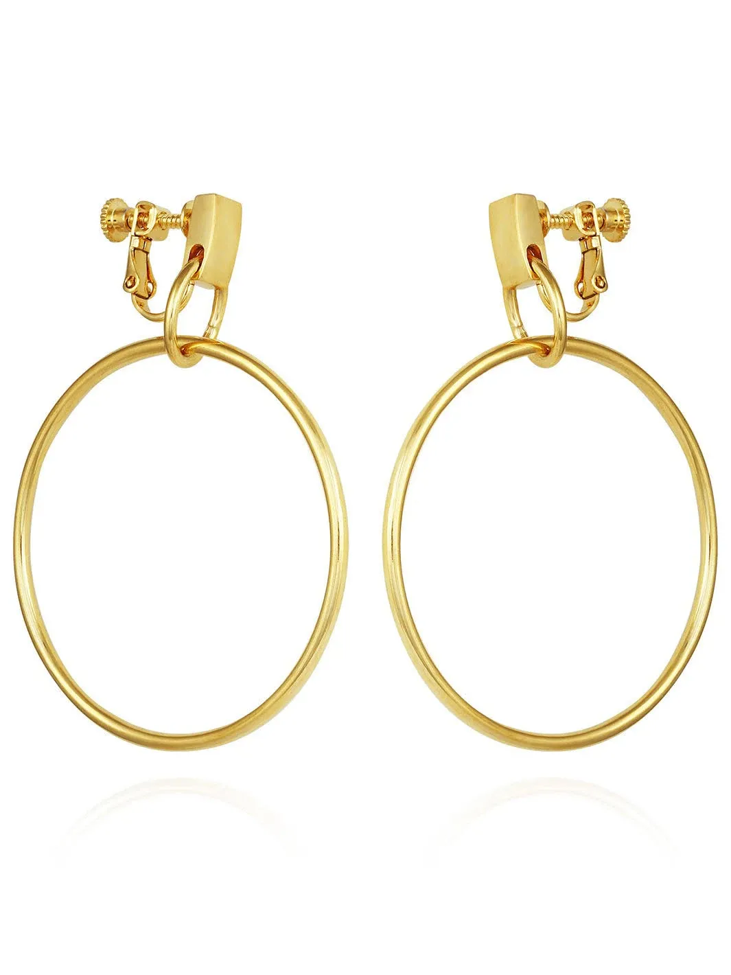 Vince Camuto Gold-Tone Clip On Dangle Hoop Earrings For Women