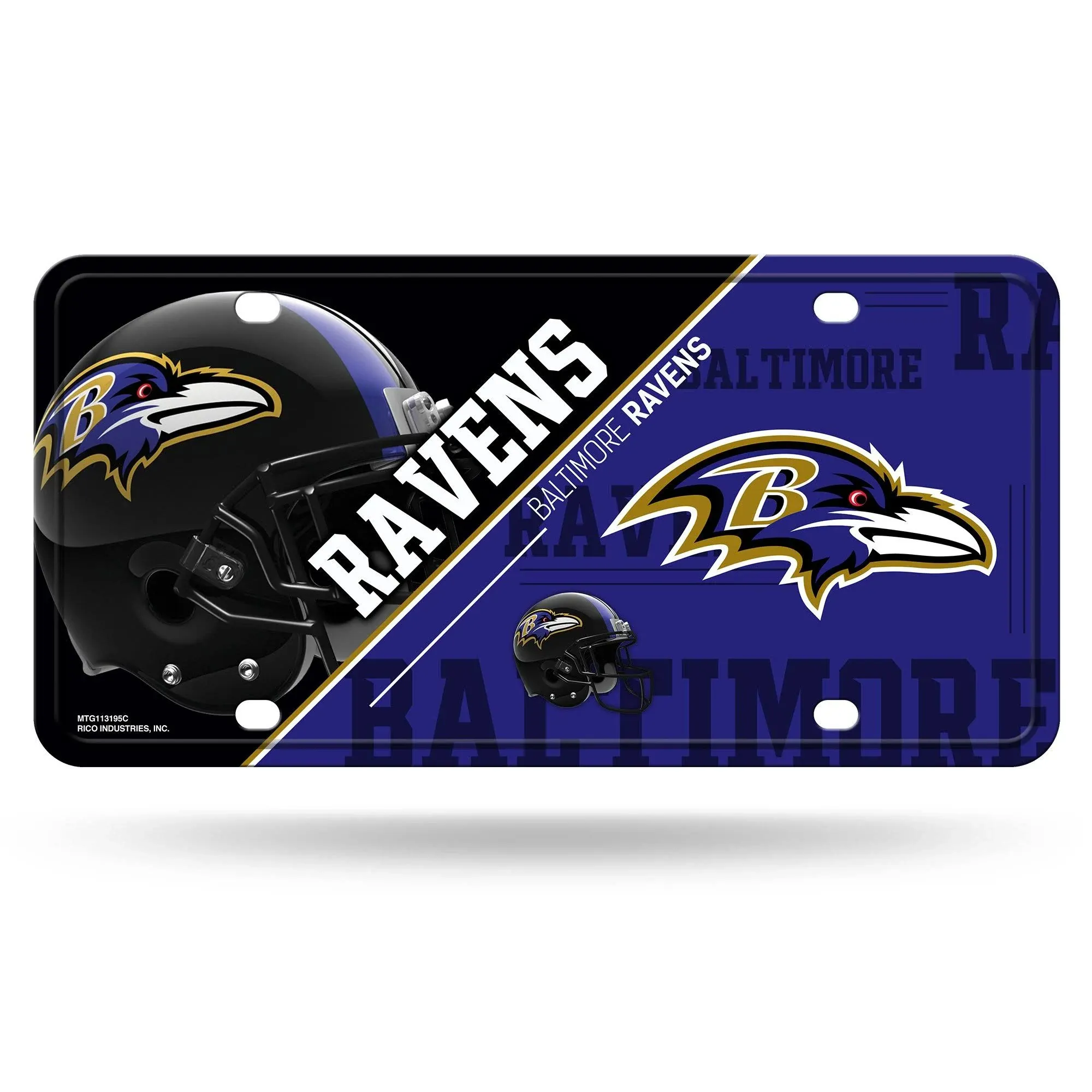 Baltimore Ravens Split Design License Plate Metal